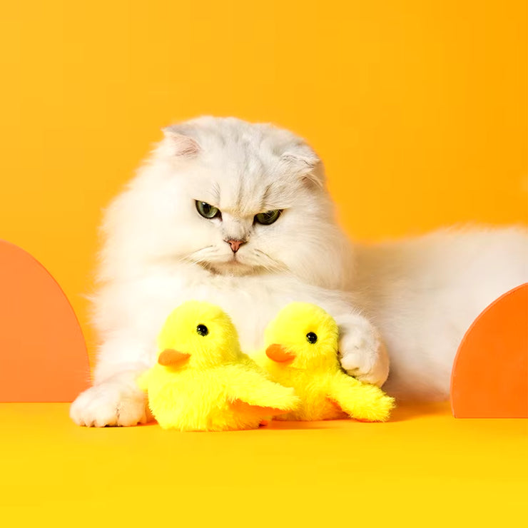 Flapping Duck Cat Toys Interactive Electric Bird Toys Washable Cat Plush Toys with Vibration Sensor Cats Game Toys Kitten