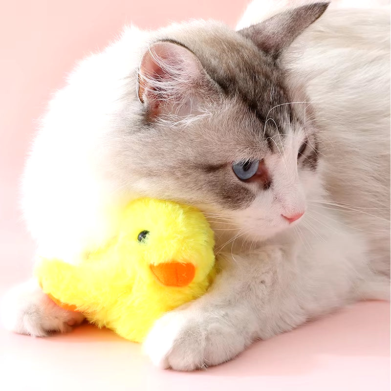 Flapping Duck Cat Toys Interactive Electric Bird Toys Washable Cat Plush Toys with Vibration Sensor Cats Game Toys Kitten