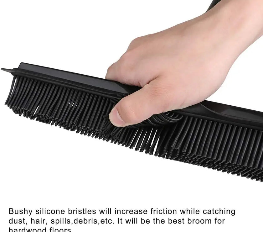 Pet Hair Rubber Broom Floor Brush for Carpet Dog Hair Remover with Built in Squeegee Silicone Broom Hair Remover Cleaning